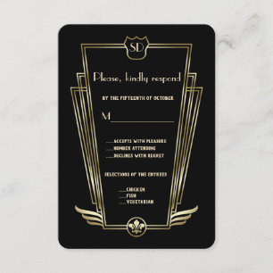 Royal Gold Art Deco Boda Monograma RSVP