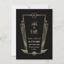 Royal Gold Black Art Deco Monograma Anuncio de Com
