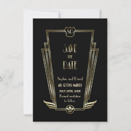 Royal Gold Black Art Deco Monograma Anuncio de Com