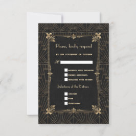 Royal Gold Fleur-de-Lis Art Deco Boda 20 RSVP