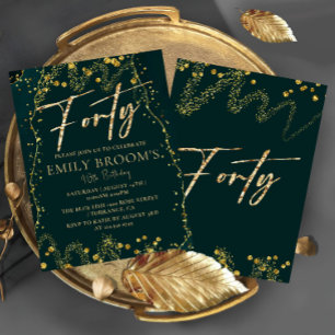Royal Green 40 Birthday Cuarenta Invitación
