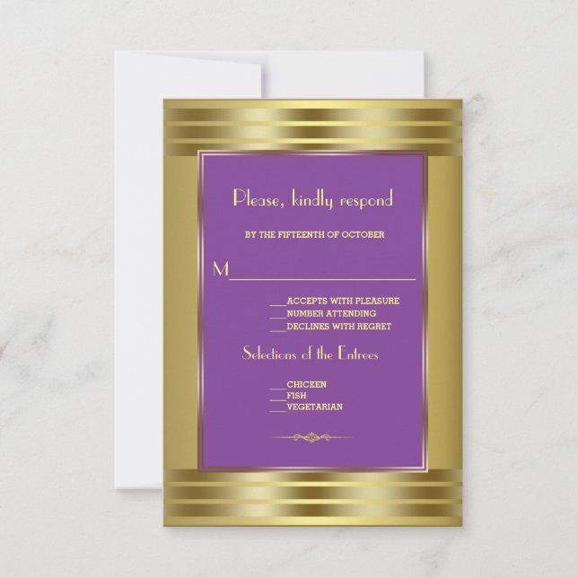 Royal Purple and Gold Wedding RSVP (Anverso)