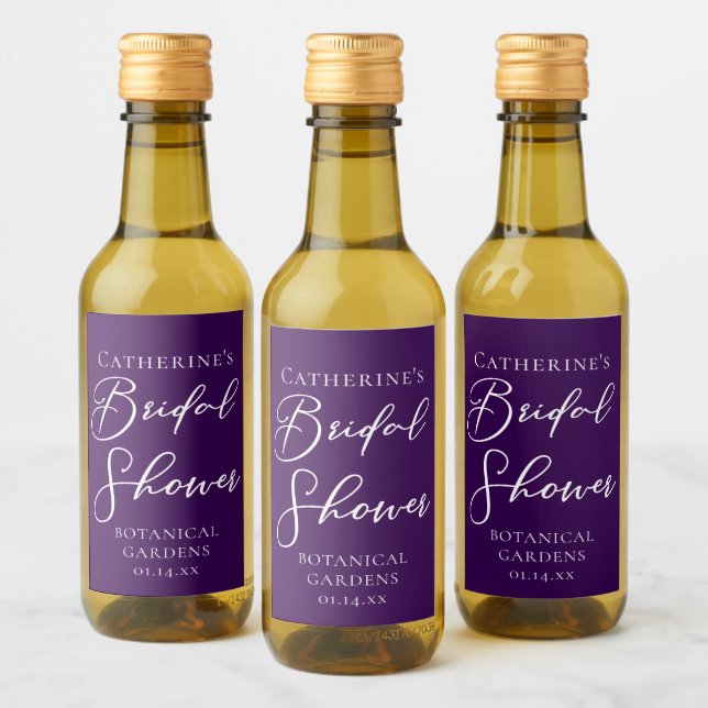 Royal Purple Bridal Shower White Personalizada (Botellas)