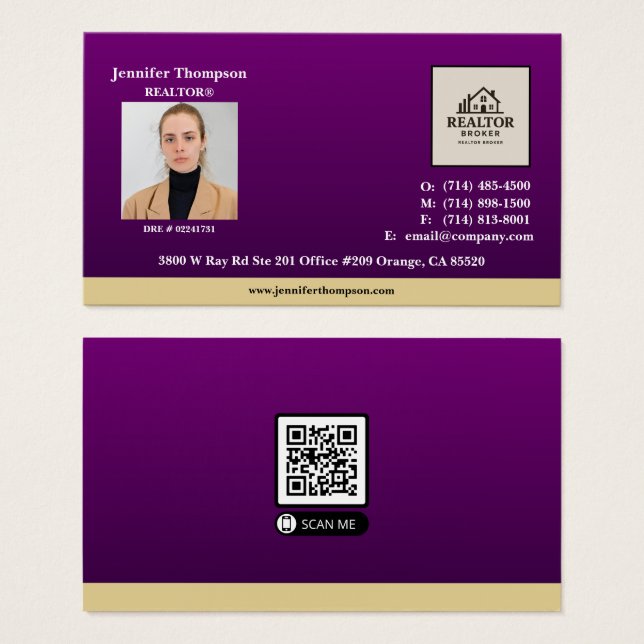 Royal Purple con tarjeta de visita para imanes de  (Anverso y reverso)