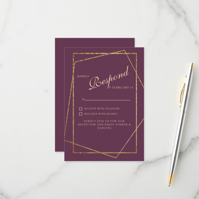Royal Purple Ethnic Elegant Wedding RSVP (Anverso/Reverso In Situ)