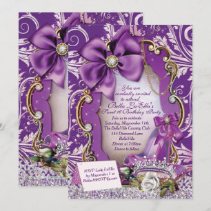 Royal Purple Princess Sweet 16 Invitación