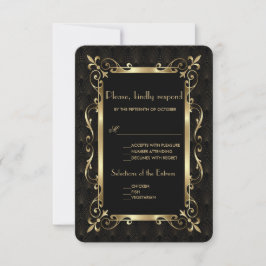 Royal Roaring 20's Gold Art Deco Wedding RSVP