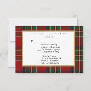 Royal Stewart Tartan Plaid Boda Multi RSVP Card