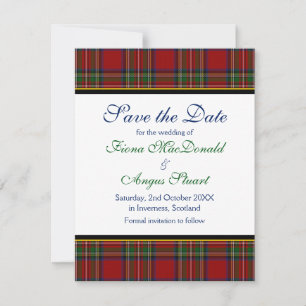 Royal Stuart Tartan Wedding Guardar la tarjeta de 