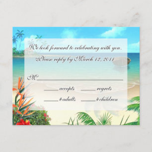 RSVP-1 tarjeta de nota plana exótica de la playa