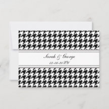 rsvp 3.5 x 5 de casamiento blanco y negro