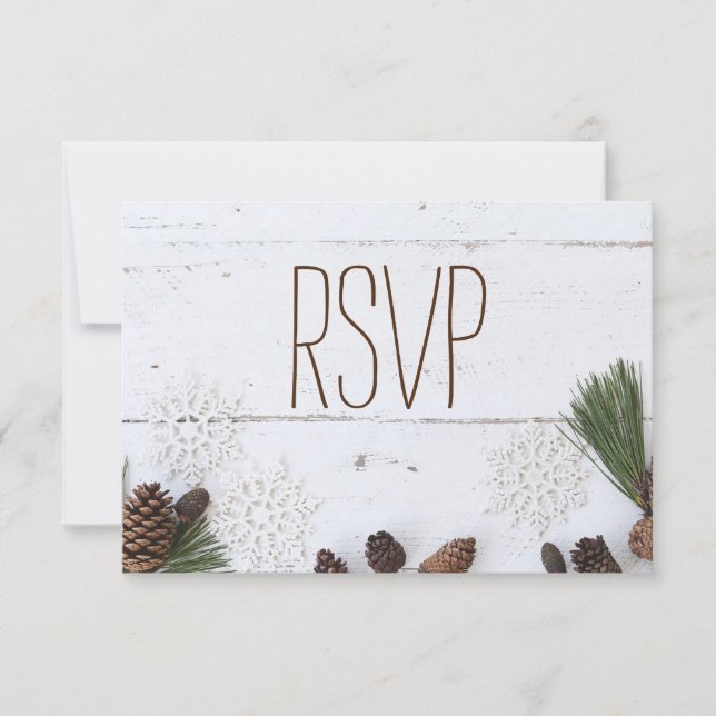 RSVP 3 entree-Winter Pinecone y Boda de copos de n (Anverso)