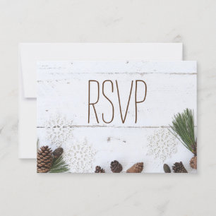 RSVP 3 entree-Winter Pinecone y Boda de copos de n