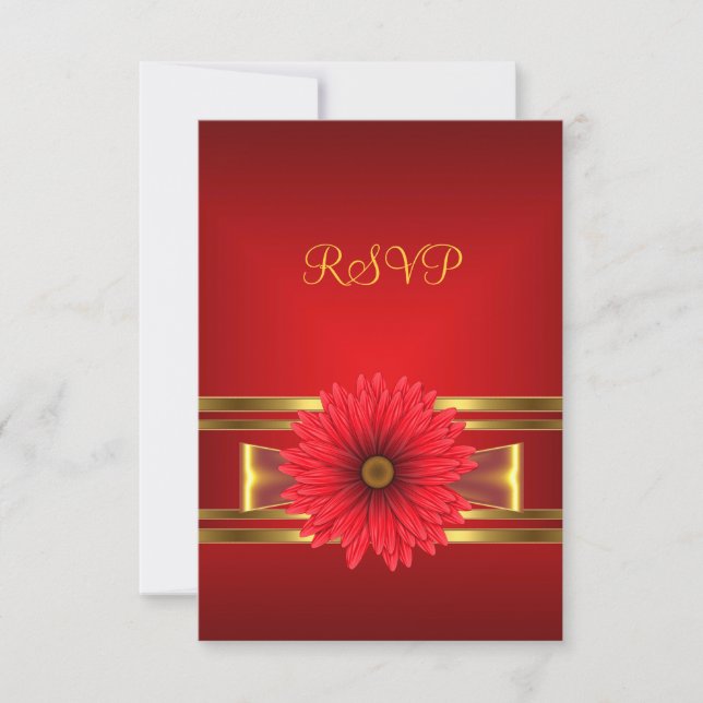 RSVP 40 cumpleaños flor roja lazo rojo dorado (Anverso)