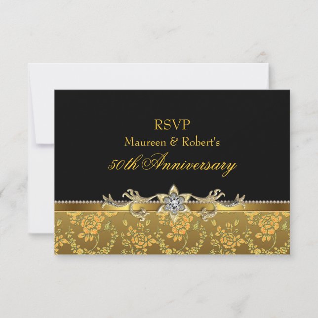 RSVP 50 Aniversario Rosa Dorada y Negra (Anverso)
