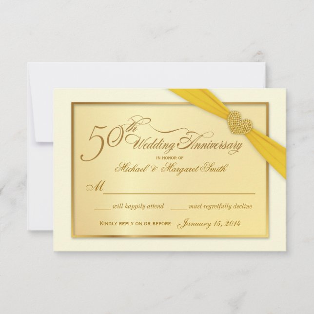 RSVP - 50 invitaciones para el Aniversario Dorado (Anverso)