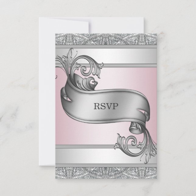 RSVP a la Bat Mitzvah Rosa Plateado (Anverso)