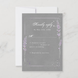 RSVP acuacuarela lavanda de boda gris rsvp