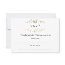 RSVP Antiguo Dorado Flores Bodas