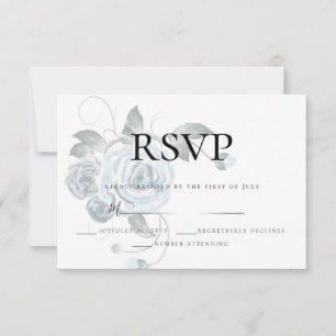 RSVP   Aquarela Floral de Boda Polvorienta Azul Pl