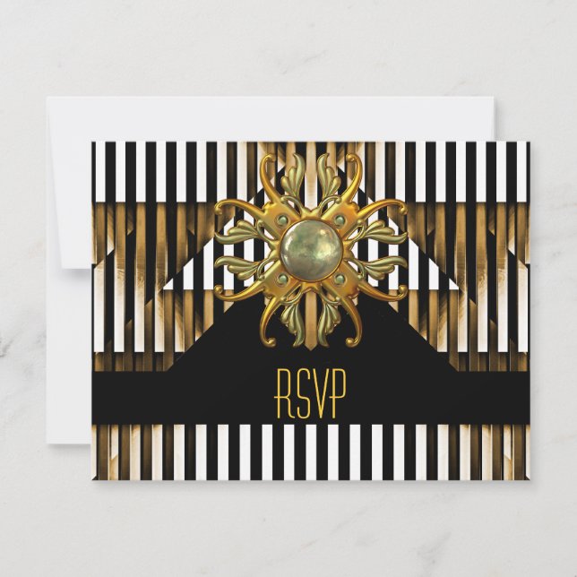 RSVP Art Deco Black Yellow Gold Stripe Jewel (Anverso)
