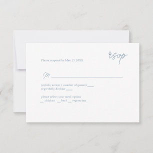 RSVP azul polvoriento con guiones mínimos