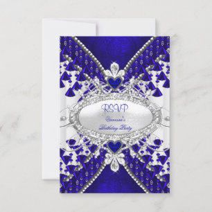 RSVP Azul Real Corazón Blanco Diamante