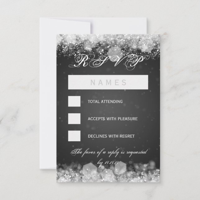 RSVP Baby Shower Night Sparkle Black (Anverso)