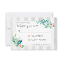 RSVP Bandas modernas y flores de acuarela bohemia