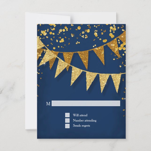 RSVP Banner moderno pennant w Purpurina Confetti (Anverso)