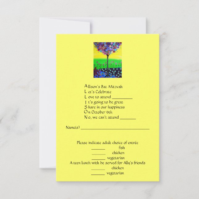 RSVP Bat Mitzvah- Allison (Anverso)