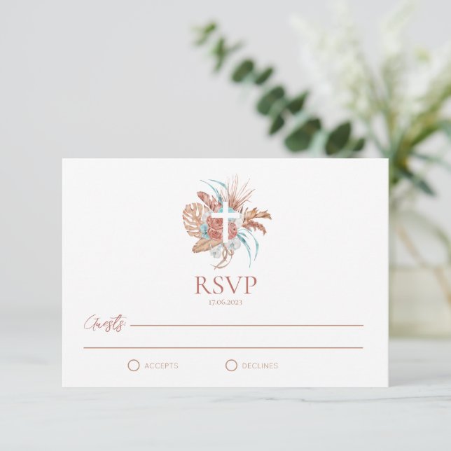RSVP Bautismo bohemio Boho Christening (Anverso de pie)