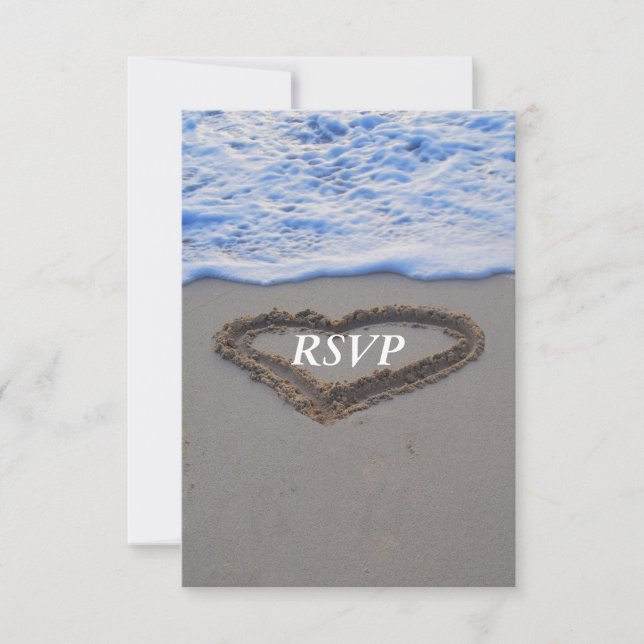RSVP Beach Wedding Heart in Sand (Anverso)