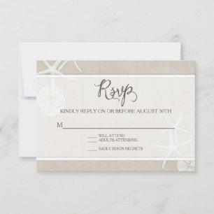 RSVP Beach Wedding Starfish Damask Madera simple
