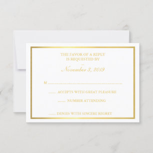 RSVP blanca de oro de clase