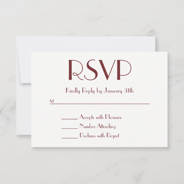 RSVP blanca y borgoña contemporánea decorativa (Anverso)
