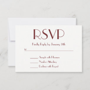 RSVP blanca y borgoña contemporánea decorativa