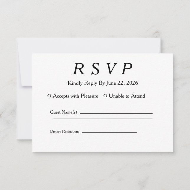RSVP blanco minimalista elegante (Anverso)