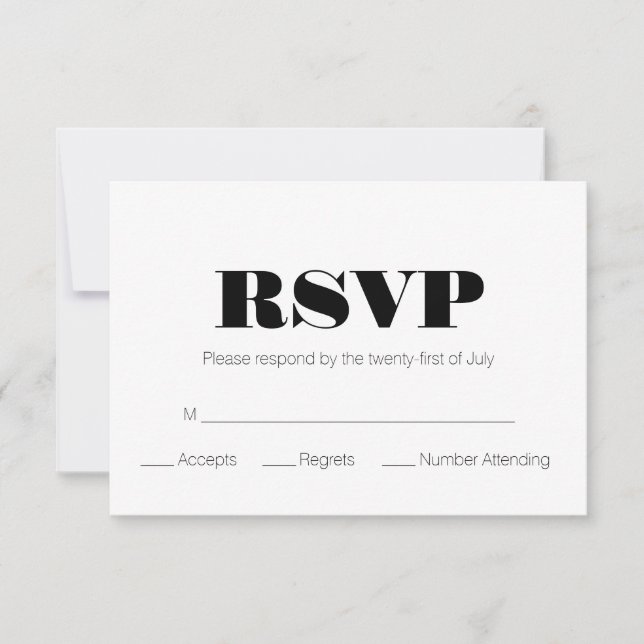 RSVP blanco negro moderno (Anverso)