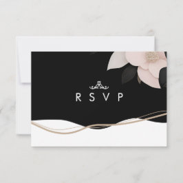 RSVP blanco y negro de lujo con opciones de comida