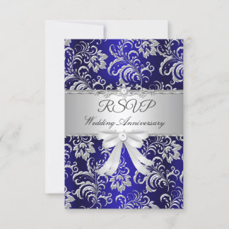 RSVP Blue Floral Bow 25° aniversario Boda