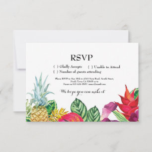 RSVP Boda Aloha Tarjetas de Invitación Tropicales 
