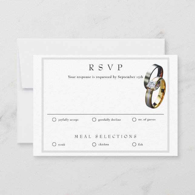 RSVP Boda Anillos RSVP y Tarjeta de respuesta a la (Anverso)