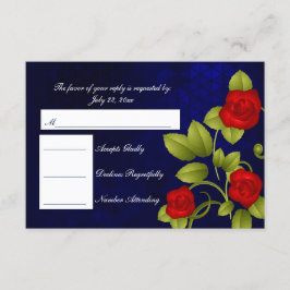 RSVP Boda azul oscuro y rosa rojo