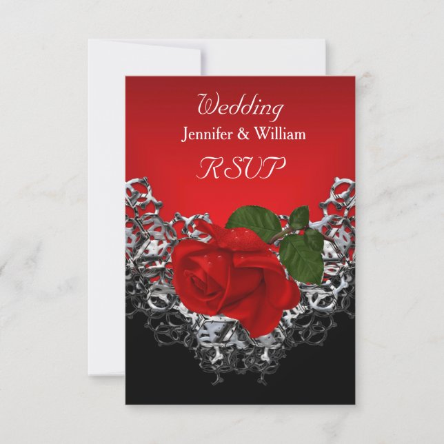 RSVP Boda Black White Silver Proep RED Rose (Anverso)