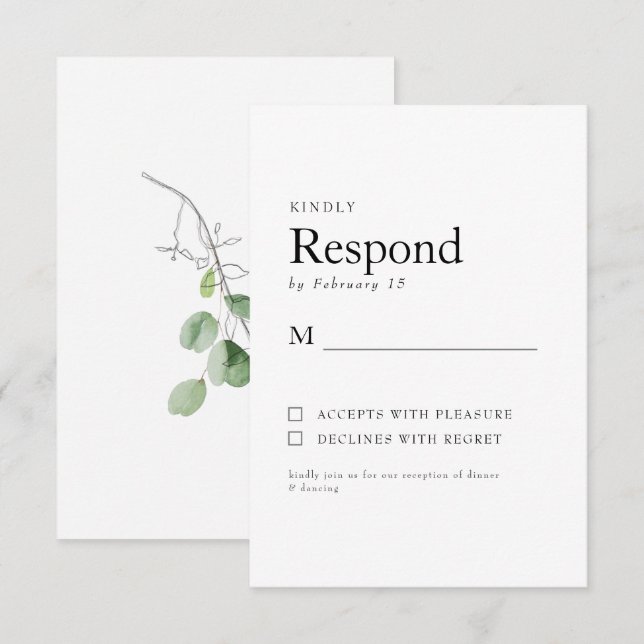 RSVP Boda Blanca Botánica de Primavera (Anverso / Reverso)