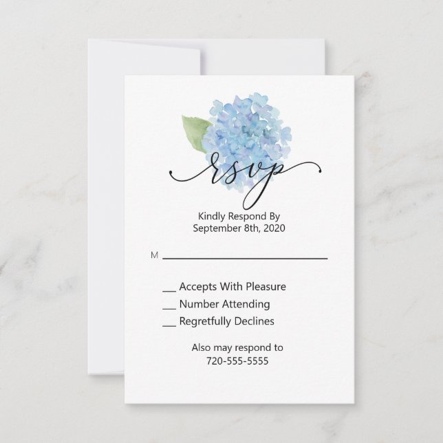 RSVP Boda Blue Hydrangea (Anverso)