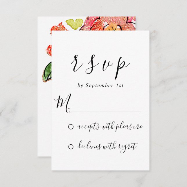 RSVP Boda Bridal Shower Sweet16th Floral (Anverso / Reverso)