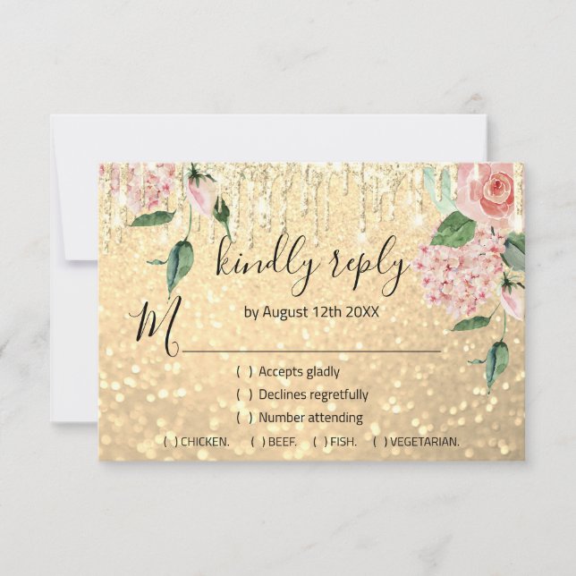 RSVP  Boda Brillante Novia Menta Brillante Dorado (Anverso)