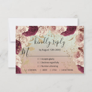 RSVP Boda Brillo Corona Rosa Dorado Azul